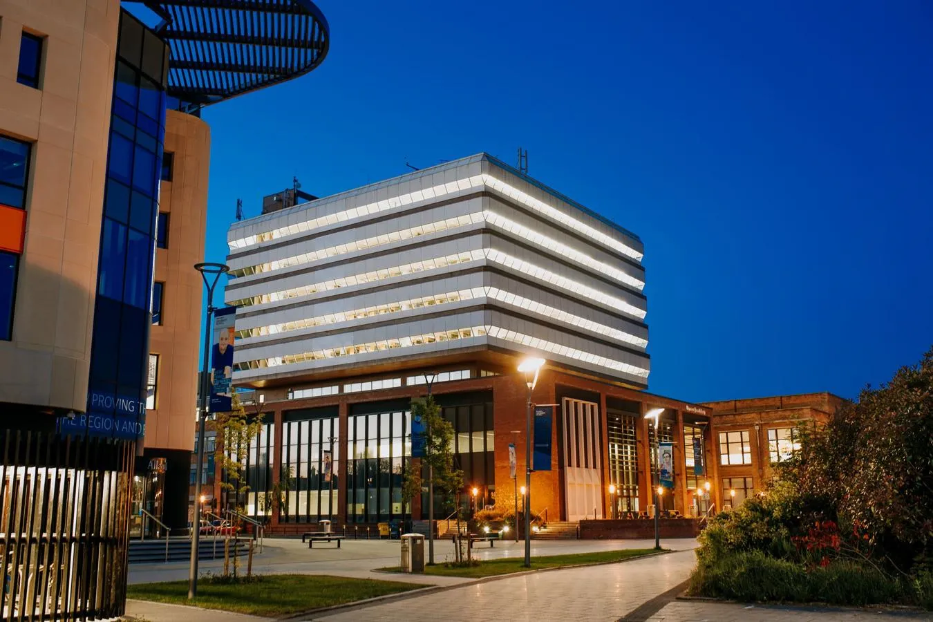 Brynmor Jones Library at night