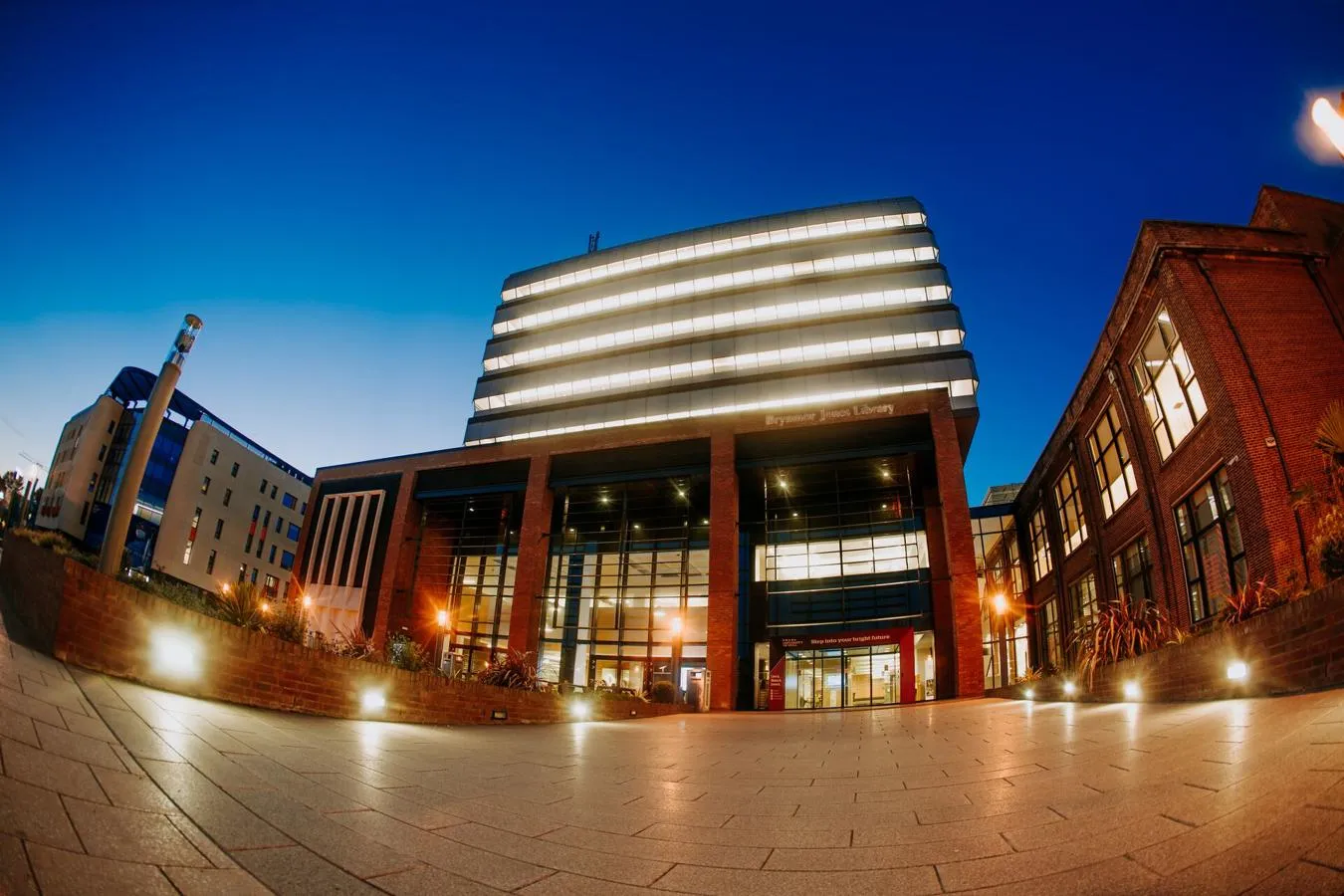 Library building at dusk