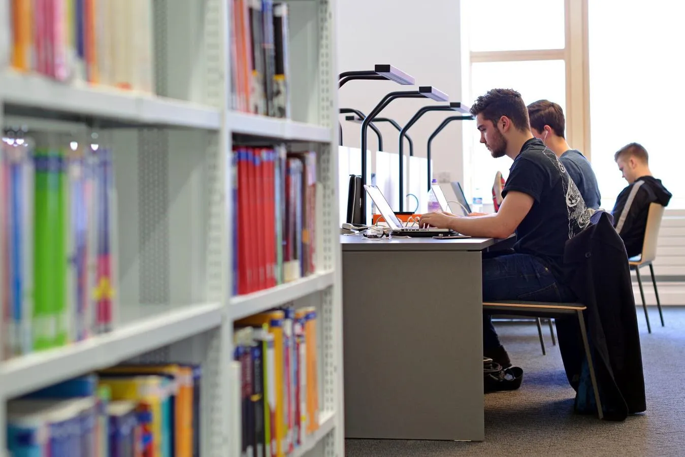 Students at the computer station